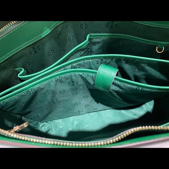 SALE Tory Burch Large Laptop Tote Green - Picture 5 of 8